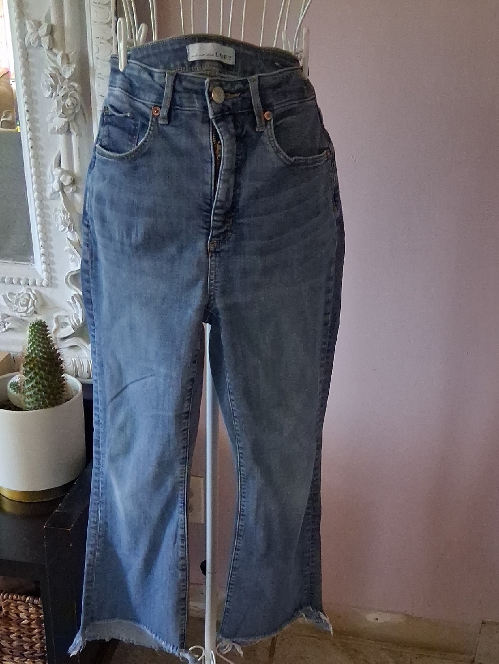 LOFT Medium Blue High-Rise Wide-Leg Jeans